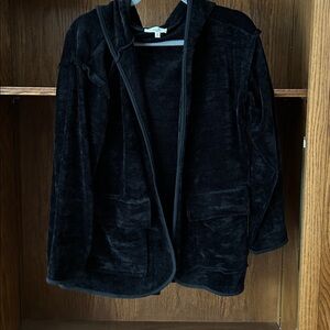 Easel Black Teddy Jacket with Hood